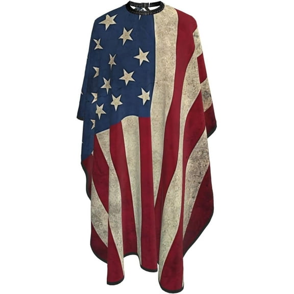 American Flag Salon Barber Cape - Professional Hairdressing Waterproof Hair Cutting Cape With Adjustable Snap Closure-Haircut Apron For Hair Stylist And Home Use-55''X66''
