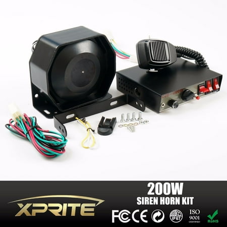 Xprite 200W 8 Sound Extra Loud Car Warning Alarm Police Fire Siren Horn PA Speaker MIC System