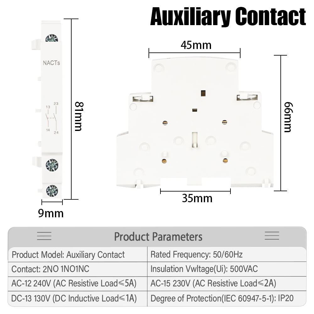 Din Rail Mounted Household Modular AC Contactor 2P 16A 20A 25A 2NO 2NC 1NO 1NC AC220V AC230V 50/60Hz For  Home House Hotel