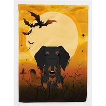 Caroline's Treasures BB4393CHF Halloween Wire Haired Dachshund Black Tan Flag Canvas House Size , Large, multicolor