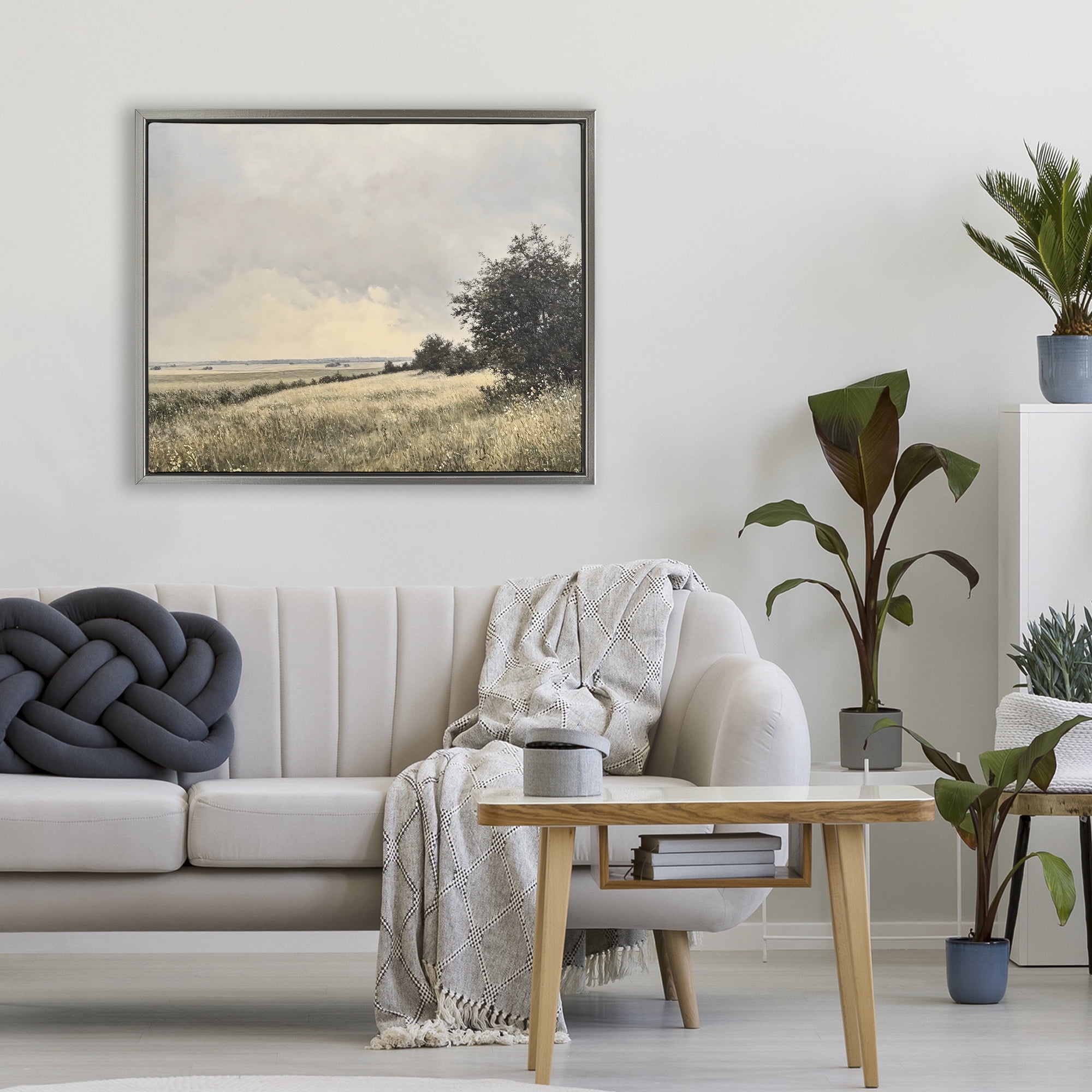 Stupell Industries Rustic Countryside Hill Landscape Gray Framed Floater Canvas Wall Art, design by Franklyn Gregory