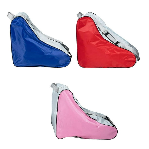 Portable Roller Skates Pouch Durable Zipper Organizer for Skating Shoes, 3pcs Set with Red, Blue, and Pink Colors