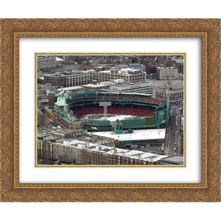 Fenway Park in Winter 2x Matted 24x20 Gold Ornate Framed Art Print from the Stadium Series