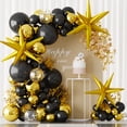 thumbnail image 2 of NiHome 230PCS Black and Gold Balloon Set, Includes Metallic, Confetti and Starburst Balloons (5” 10” 12” 18” 22”), Long Balloons, Tying Tool, Pump, Ribbon and 100 Glue Dots for Party Decorations, 2 of 8