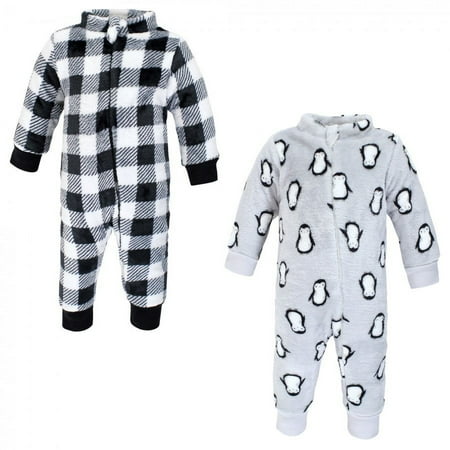 UPC: 0660168185928 | Hudson Baby Infant Boy Plush Jumpsuits Gray Penguin 18-24 Months