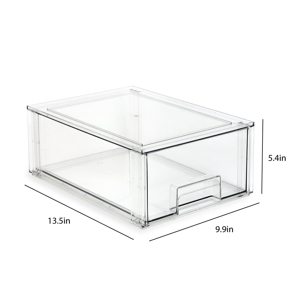 Isaac Jacobs Clear Drawer Organizer, Large – Stackable Plastic Storage Bin for Kitchen, Bathroom, Office, Vanity, and Home Organization