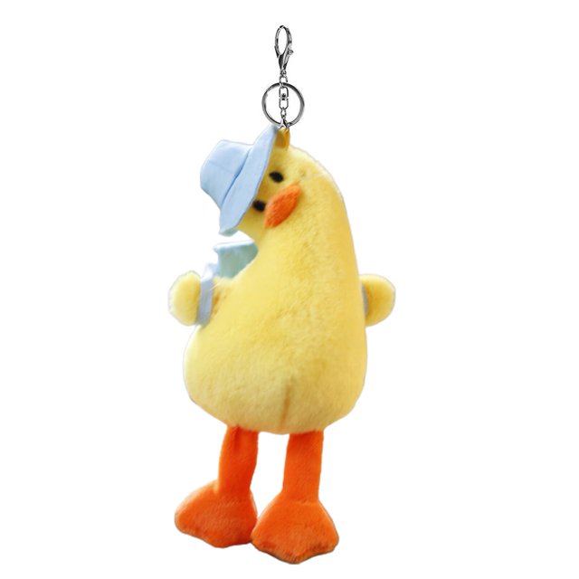 LLavero de muñeca de cuello torcido de pato encantador de dibujos animados, accesorio de bolsa de coche blanco amarillo, lindo llavero de felpa para niño, niña, pareja, regalos para niños