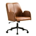 thumbnail image 2 of Modern Home Office Desk Chair, Faux PU Ergonomic Desk Chair with Adjustable Height, Rolling Swivel Computer Chair, Mid-Back Armchair Task Chair for Office, Study Room, Brown, 2 of 12
