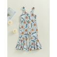 thumbnail image 2 of Bagilaanoe Toddler Baby Girl Summer Jumpsuit Sleeveless Floral Print Romper Overalls 12M 18M 24M 3T 4T 5T Kids Long Flare Pants Summer Outfits, 2 of 9