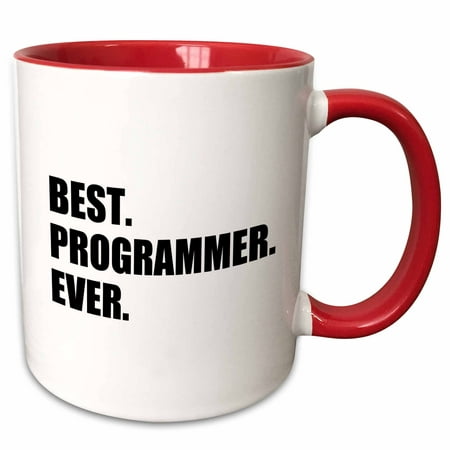 3dRose Best Programmer Ever, fun gift for talented computer programming, text - Two Tone Red Mug,