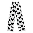 thumbnail image 4 of Rhuody Womens Casual Pants High Waist Valentineday Heart Print Flannel Pants For Cozy Winter Wide Leg Trousers Classic Clothes Black L, 4 of 4
