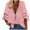 Pink, variant on fatyb Womens Blouses Zip V Neck Mesh Patchwork Tops 3/4 Bell Sleeve Loose Dressy T Shirts for Women