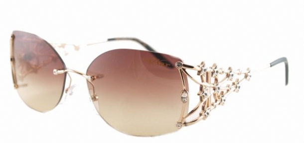 Caviar 6312 21 Womens Rimless Brown Gold Sunglasses Champagne Series ...