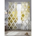 thumbnail image 2 of Yellow Morocco Sheer Curtains 96 Inch Length 2 Panels Set, Retro Grey Foil Painting Grunge Tribal Voile Window Treatment Semi Sheer Long Curtains Drapes for Bedroom/Living Room/Kitchen 52"x96"x2, 2 of 7
