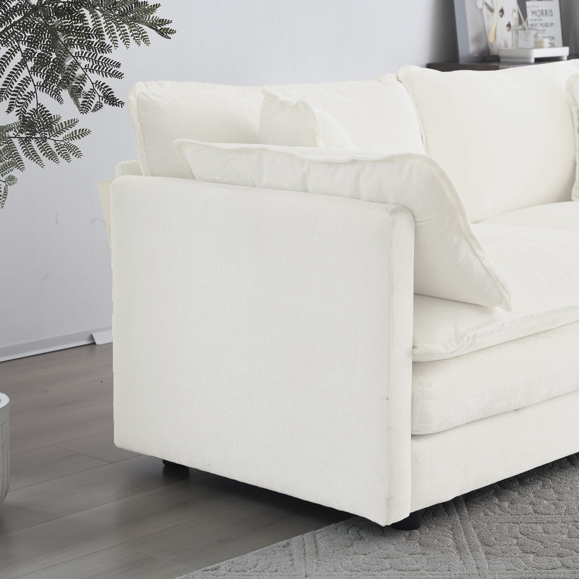 Newboti Furniture 2 - Piece Living Room Set, 2 Pieces Upholstered Loveseat And Couch For Home Office Lounge, Sofa Set Of 2, 2-Piece (2+2 Seat) Couch Set For Living Room, White Chenille 0055