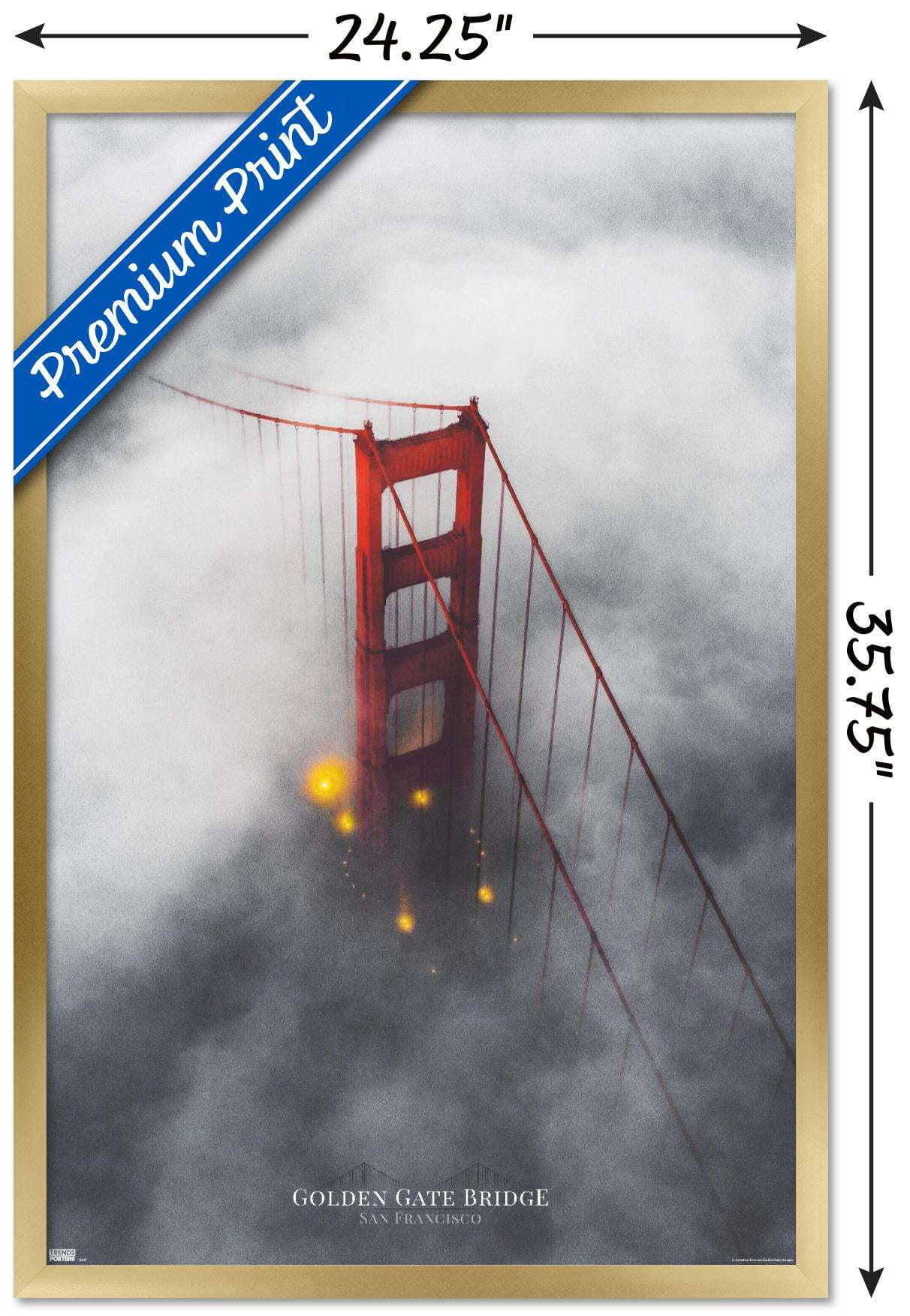 San Francisco - Foggy Bridge Wall Poster, 22.375" x 34", Framed