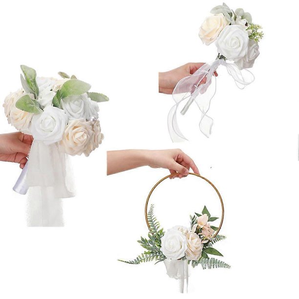 Bouquet for Bride Bridesmaids Artificial Rose Bridal Holding Flowers Wreath for Wedding Party For Bride Bridesmaids