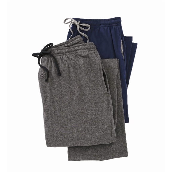 Men's Hanes 4047BA Big Man Classic Cotton Blend Lounge Pant - 2 Pack (Navy/Grey 4XL)