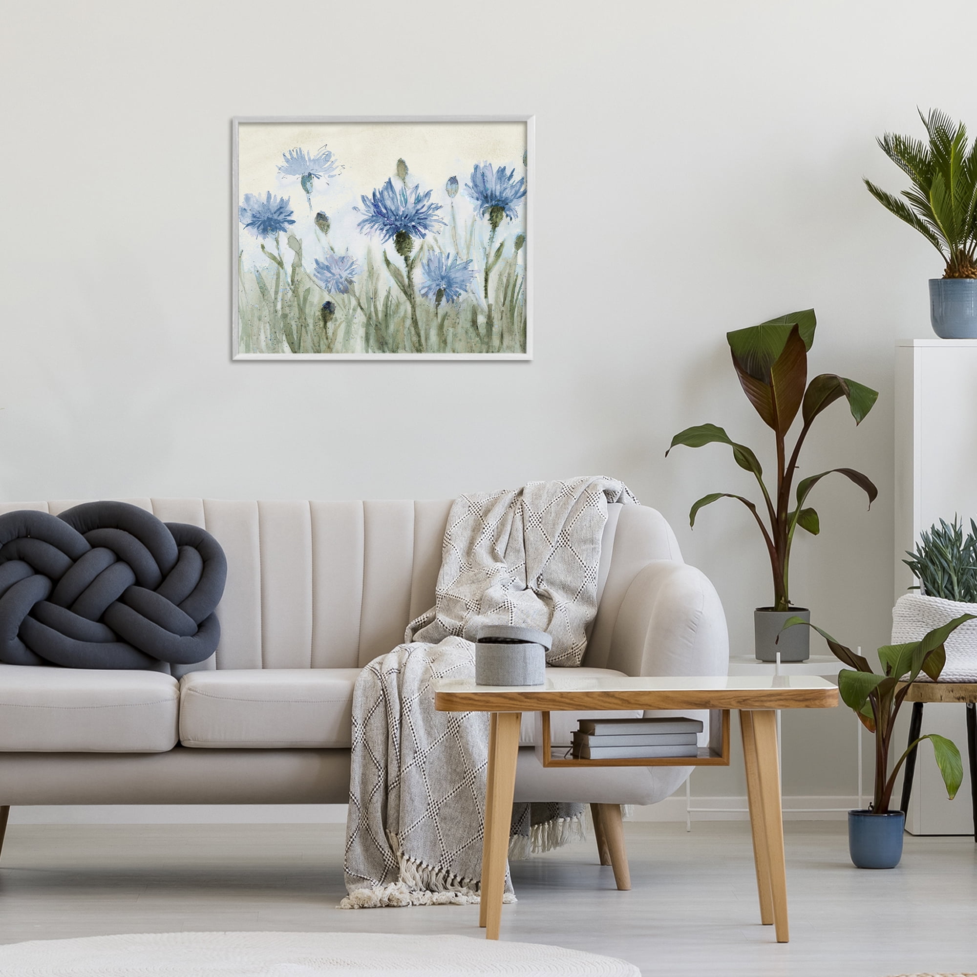 Stupell Industries Blue Cornflowers Meadow White Framed Giclee Art, design by Lanie Loreth