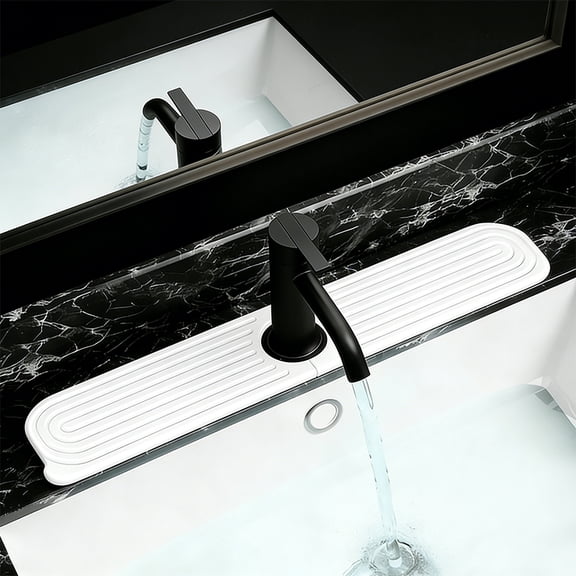 Super Absorbent Kitchen Sink Tray - 12"x16" White Diatomite Sink Mat with Drain Hole, Non-Slip Stone Tray Prevents Water Stains & Mold for Counter