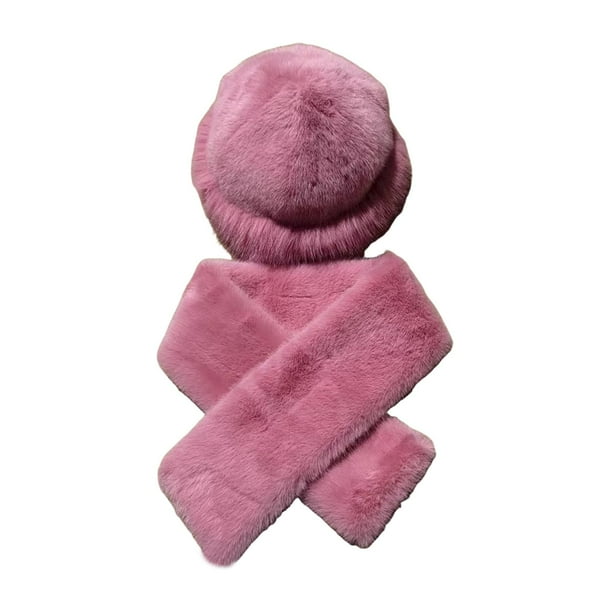 Sombrero de pescador con bufanda, gorro térmico de esquí a la moda para la nieve, ideal para senderismo, viajes por la calle. rosa