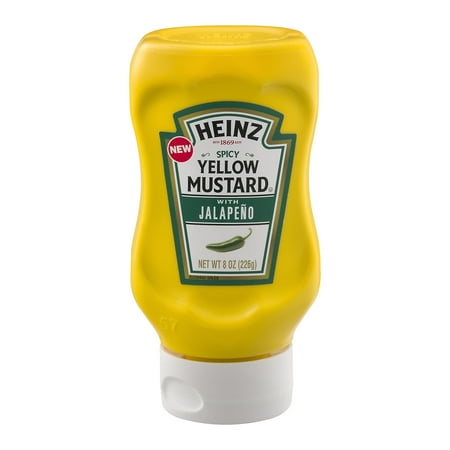 (3 Pack) Heinz Spicy Yellow Mustard with Jalapeno, 8 oz Bottle