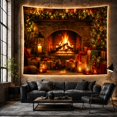 thumbnail image 6 of Stone Fireplace with Pine Garland, Lit Tree and Gifts, Cozy Rustic for Holiday Decor Lovers, Festive Hearth Art, Christmas Gift, Tapestry Wall Hanging for Living Room and Den, 6 of 7
