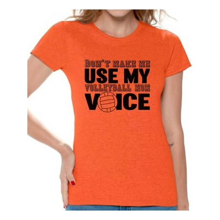 Volleyball Spandex Tops Awkward Styles Women's Don't Make Me Use My Volleyball Mom Voice Graphic T-shirt Tops Black Sport Moms ()