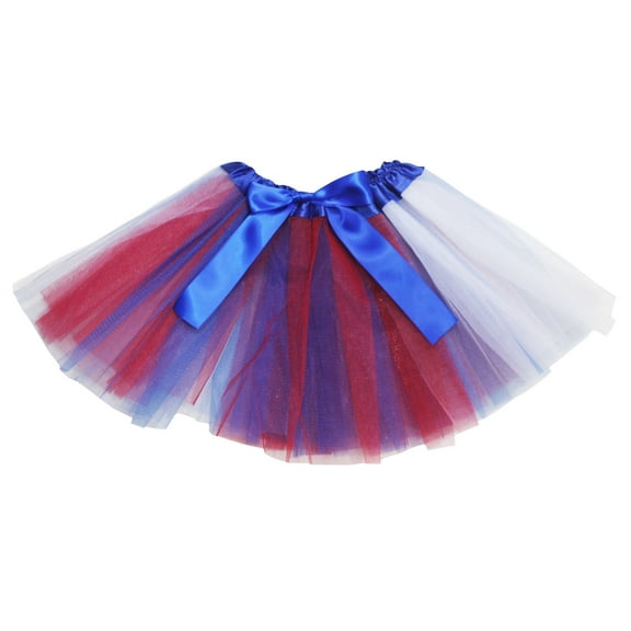 Petitebelle USA Theme Lady Tulle Tutu (Red White Blue, One Size)