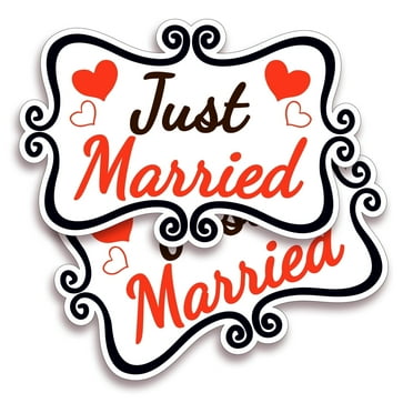 Dimarongton Just Married Car Decorations, 12x8 Magnet Decals for Vehicles, 2 Pack Wedding Car Decor, White