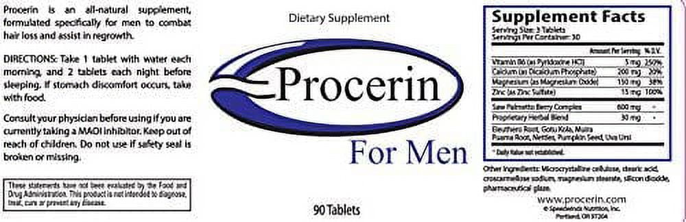 Procerin For Men, 90 Tablets, Hair Re-Growth Thinning Hair For Men