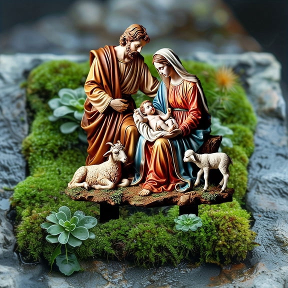 AZXY Nativity Scene Decorations Outdoor Acrylic Religious Nativity Ground Insertion Decoration Clearance Christmas Holy Family Scene Lawn Sign With Stakes for Garden Yard Outside
