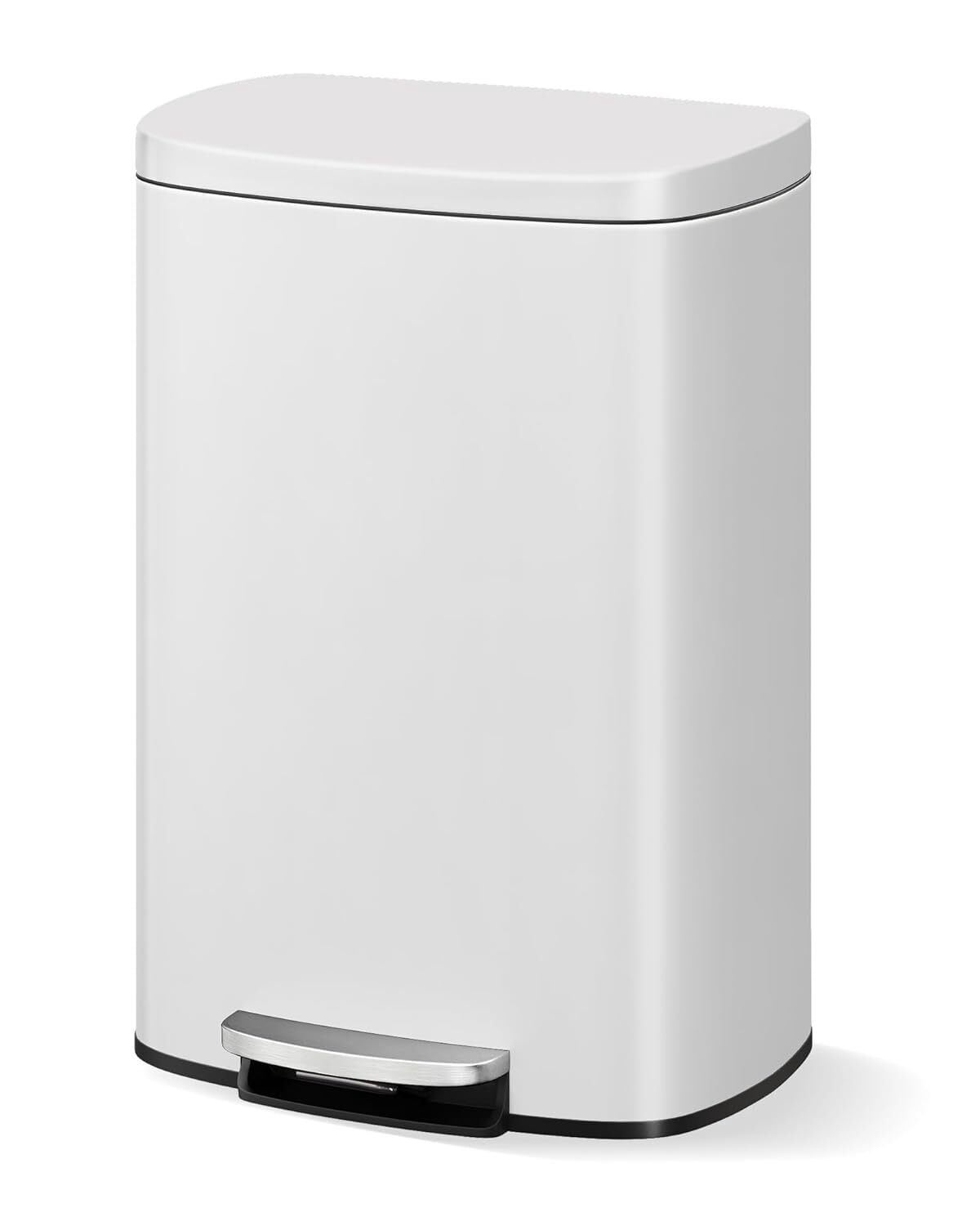 EuKer 13 Gal Stainless Steel Trash Can with Removable Inner Bucket for Kitchen, Bathroom, White