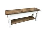Olmsted 36" Light Walnut and Off-White Wood Bench with Shelf