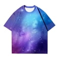 thumbnail image 4 of Womens Short Sleeve V Neck T-Shirts Casual T Shirts Loose Fit Drop Shoulder Soft Tee Starry Print Casual Tee Tops, 4 of 4