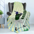 thumbnail image 4 of Baseball Soft Flannel Fleece Throw Blanket, Grunge Softball Batter Gear Athlete Competition Action Retro Illustration, Cozy Plush for Indoor and Outdoor Use, 50" x 70", Green Yellow, by Ambesonne, 4 of 5