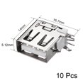 thumbnail image 2 of Conector USB PCB tipo A hembra, inserción lateral, cuerpo corto, montaje plano, 10 piezas, 2 of 4