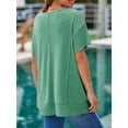 thumbnail image 3 of Womens Oversized Tshirts Knit V Neck Short Sleeve Tunic Tops Summer Casual Loose Fit Tee Shirts, 3 of 7