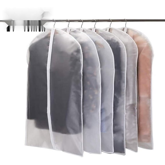 Haimei Garment Bags Hanging Clothes 6 PCs Clear Garment Bag Plastic Dustproof Suit Bag Coat Protector Zippered Garment Covers Closet Storage Travel 24 x 40