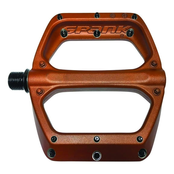 Spank Spoon DC Platform Pedals 9/16" Concave Alloy Body Replaceable Pins Orange
