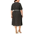 thumbnail image 2 of Fox & Royal Womens Contrast Trim Midi Dress, Black, 1X, 2 of 2