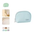 thumbnail image 1 of Cosmetic Bag Portable Smooth Zipper Cream Texture Faux Leather Lipstick Eye Shadow Makeup Brush Storage Pouch for Daily Use, 1 of 8