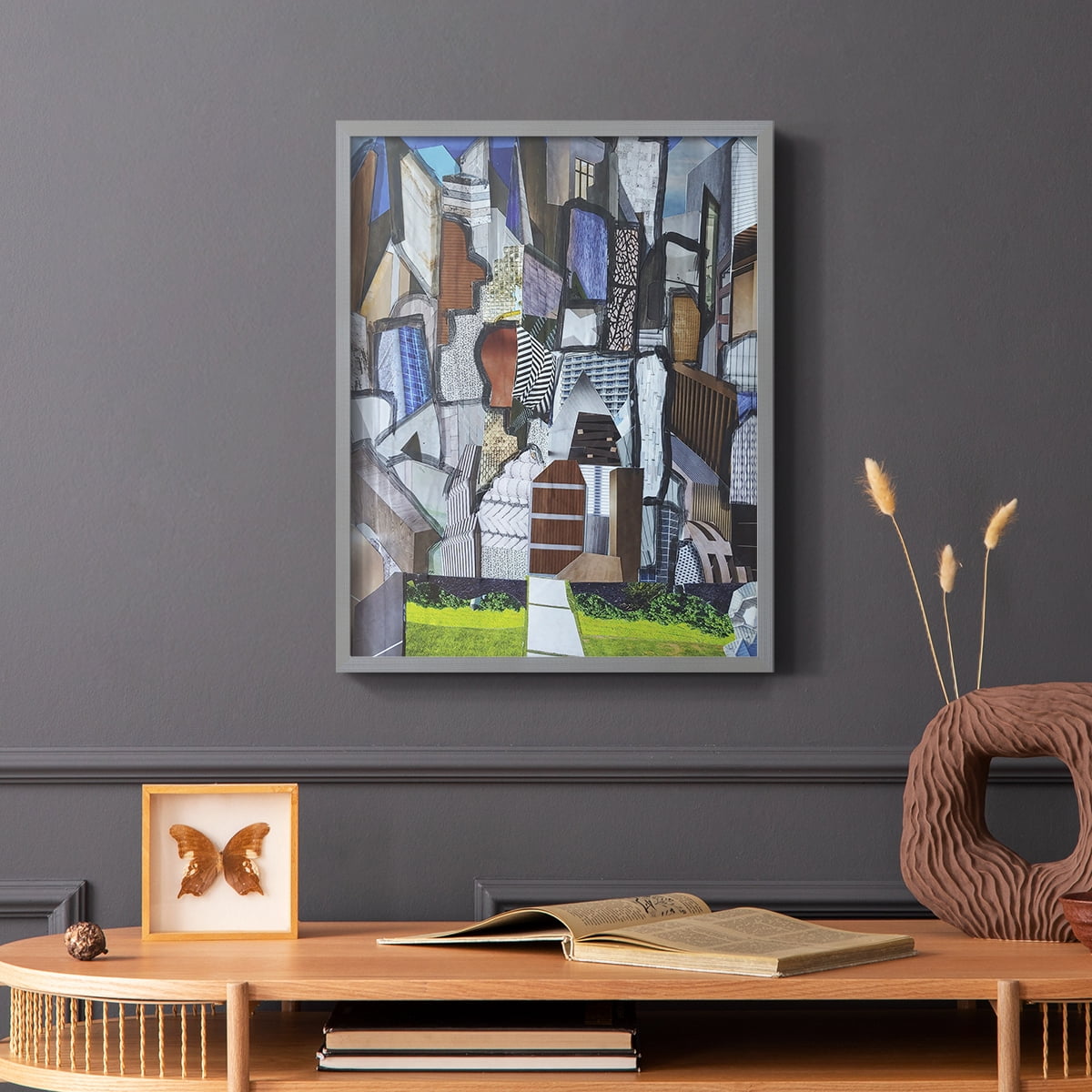 Chicago Grant Park Framed Print in Gray Solid Wood Framed Print No Nail Hanging