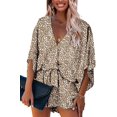 thumbnail image 1 of Women's Rompers-Summer Deep V Neck Wrap Floral Polka Dot Short Sleeve Beach Short Jumpsuit, 1 of 2