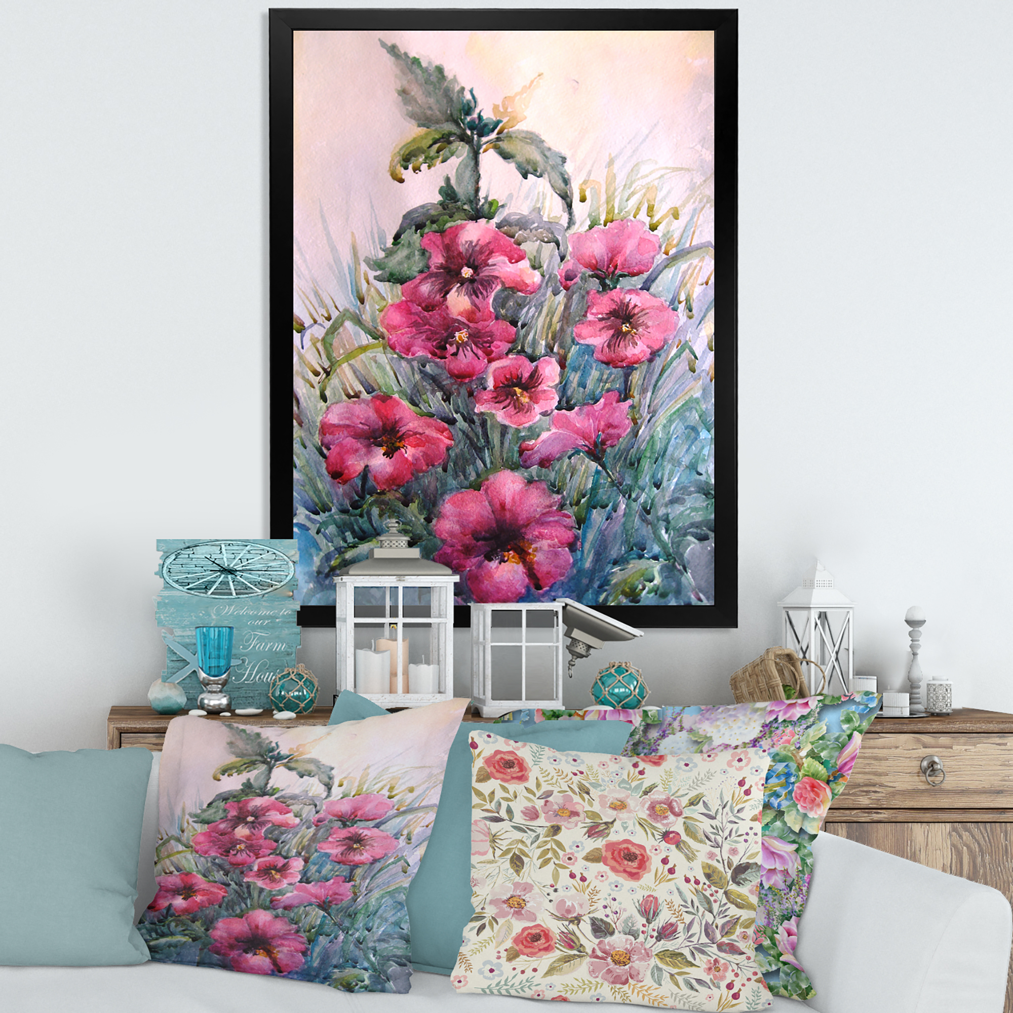 Designart 'Blossoming Hibiscus Flowers In The Wild' Traditional Framed Art Print