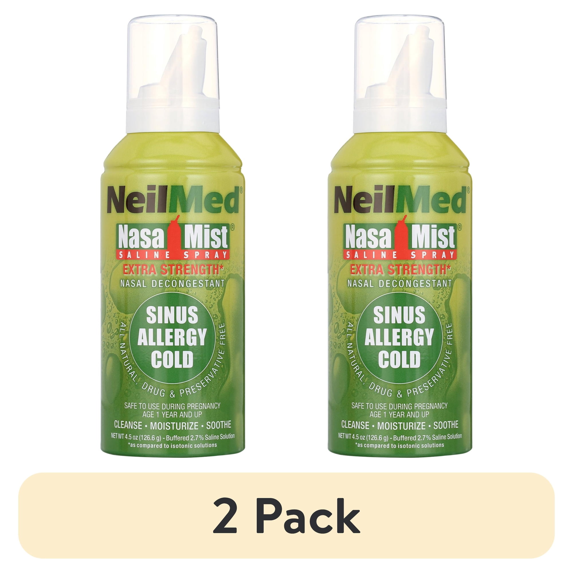(2 pack) Neilmed NasaMist Hypertonic Saline Nasal Spray, Extra Strength, 4.5 oz – Allergy, Sinus and Cold Relief