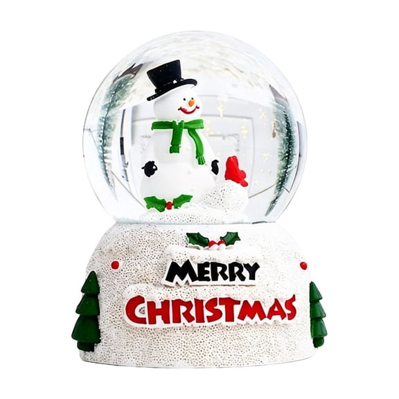 Resin Glass Snowball Ornament with Light - Christmas Desktop & Tabletop Decor, Holiday Gift Black