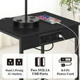 thumbnail image 5 of 2 Tier Nightstands End Tables with Charging Station and Storage Basket Set of 2, Black, 5 of 7