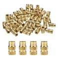 thumbnail image 1 of Uxcell 30 Pack M5 Threaded Inserts Brass Heat Set Insert M5x12mm, OD 7mm Knurled Insert Nuts, 1 of 6