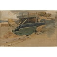 thumbnail image 2 of Carl Friedrich Heinrich Werner 18x13 Black Ornate Wood Framed Double Matted Museum Art Print Titled - Cannon by a Bulwark (1849), 2 of 5